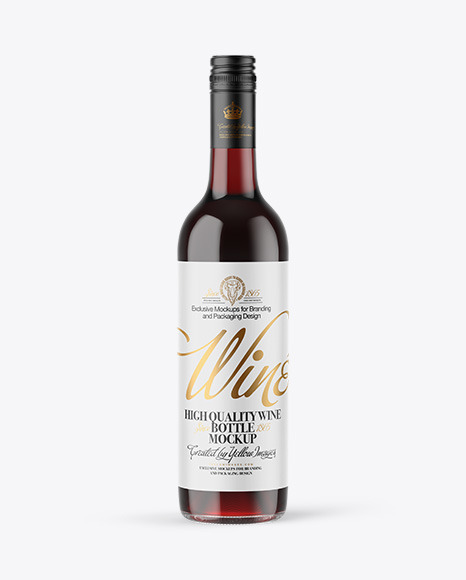 Clear Glass Red Wine Bottle with Screw Cap Mockup