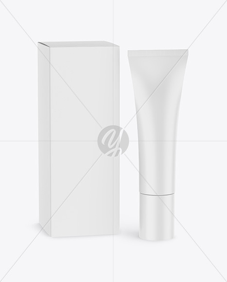 Matte Cosmetic Tube w/ Box Mockup