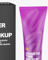 Matte Cosmetic Tube w/ Box Mockup