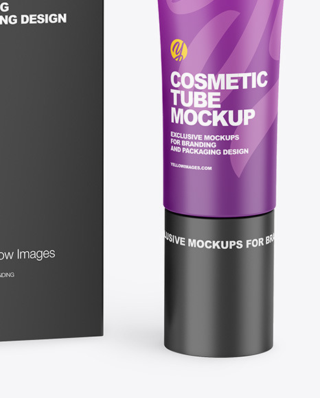 Matte Cosmetic Tube w/ Box Mockup