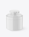 Glossy Cosmetic Jar with Pump Mockup