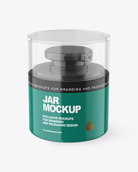 Glossy Cosmetic Jar with Pump Mockup - Face mask mockup psd