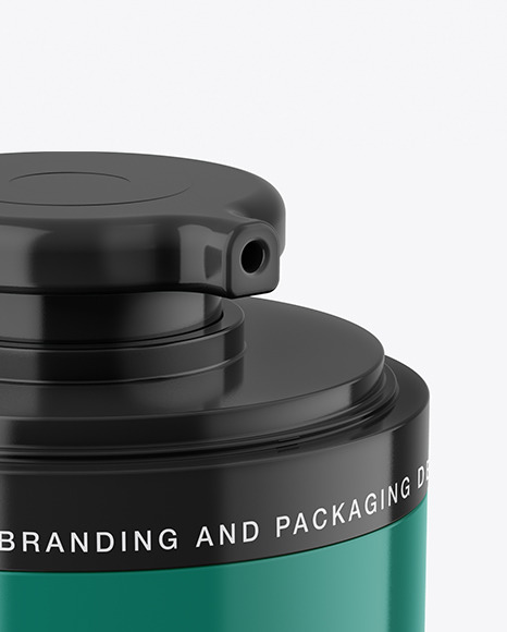 Glossy Cosmetic Jar with Pump Mockup