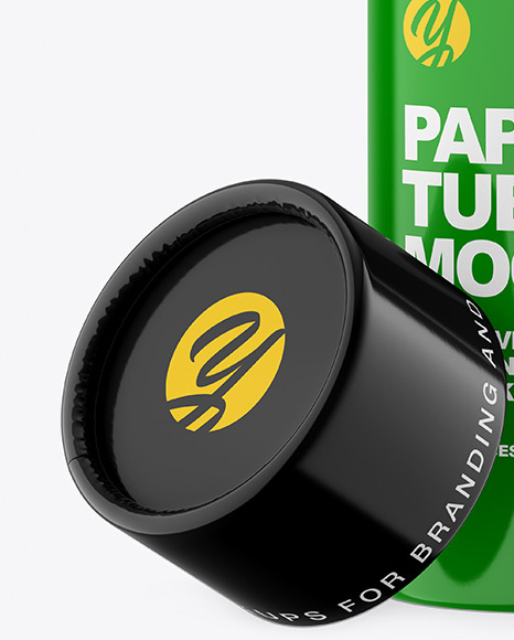 Opened Glossy Paper Tube Mockup