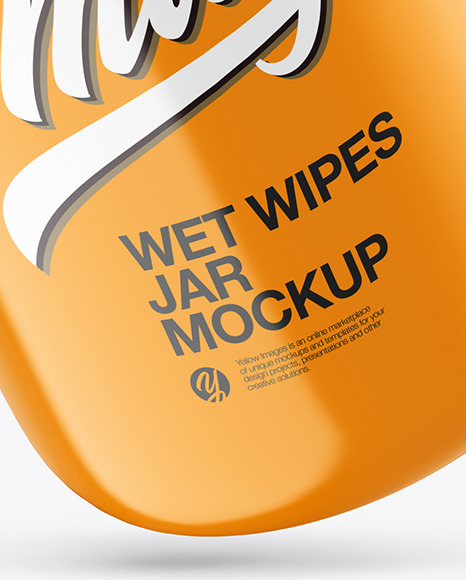 Glossy Wet Wipes Jar Mockup