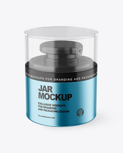 Metallic Cosmetic Jar with Pump Mockup - Face mask mockup psd