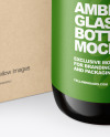 Amber Glass Bottle With Box Mockup