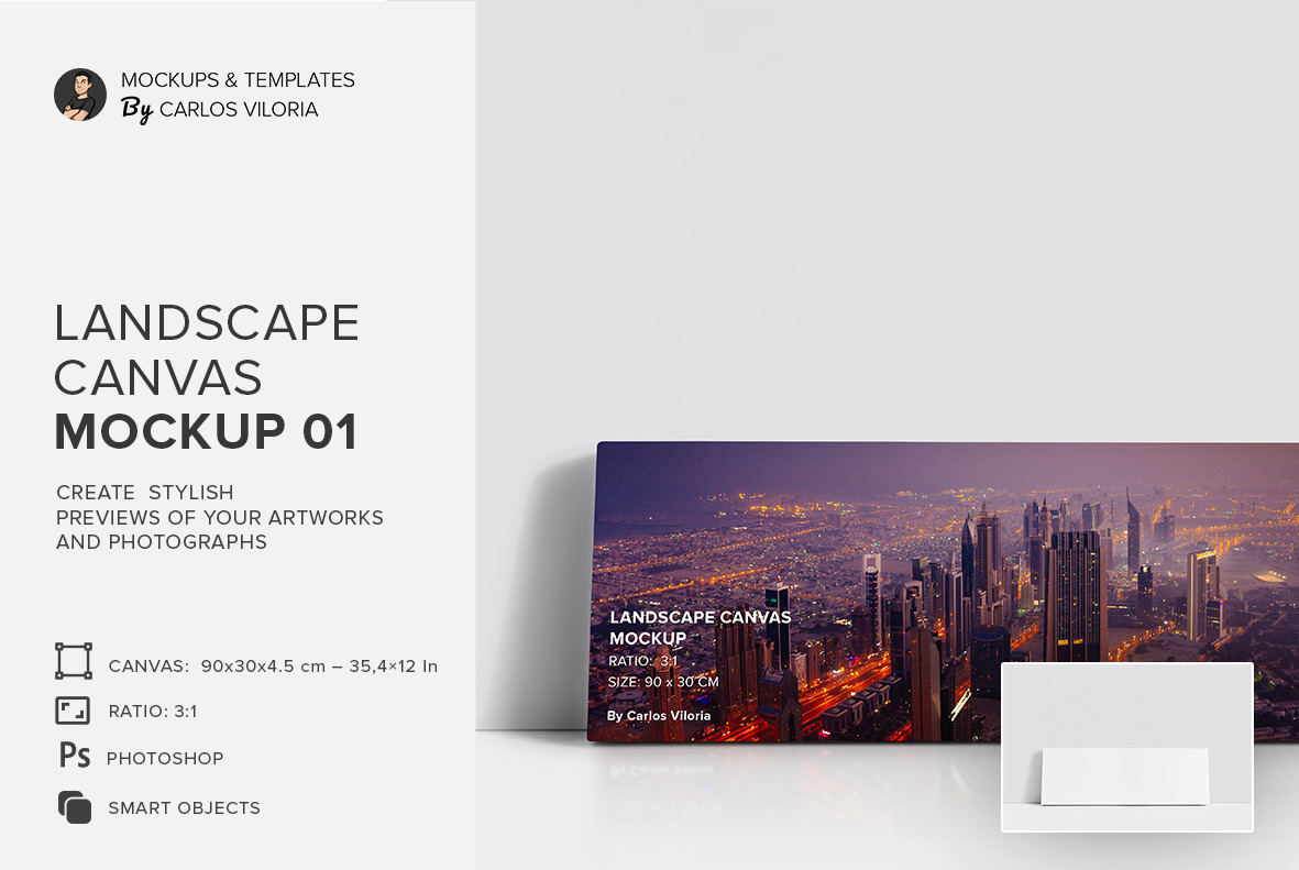 Landscape Canvas Ratio 3x1 Mockup 01