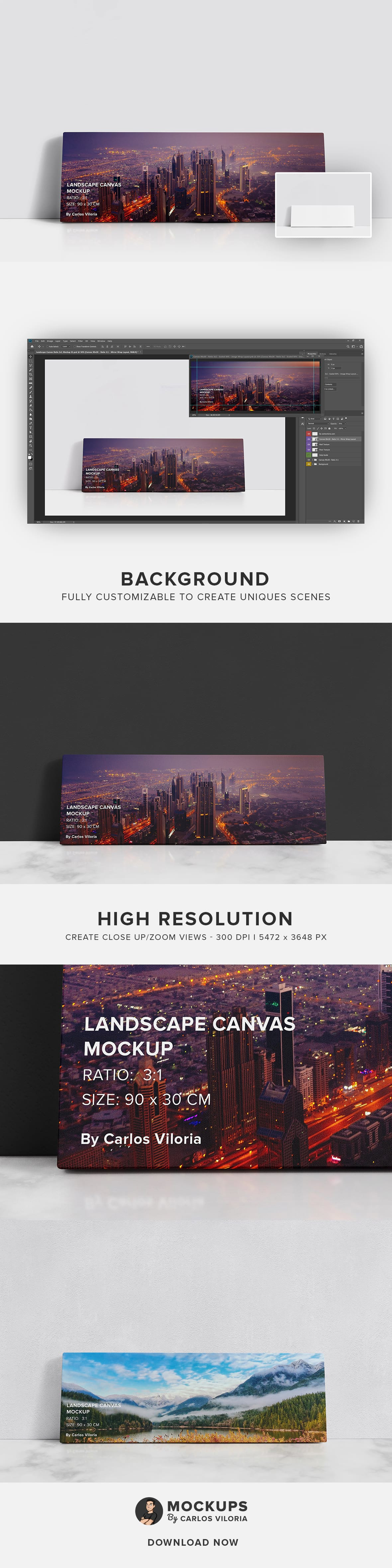 Landscape Canvas Ratio 3x1 Mockup 01 Landscape Canvas Ratio 3x1 Mockup 01
