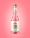 Frosted Glass Bottle w/ Pink Wine Mockup