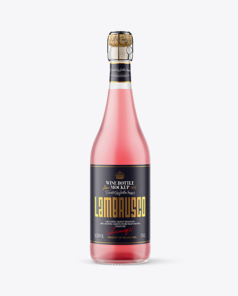 Frosted Glass Bottle w/ Pink Wine Mockup