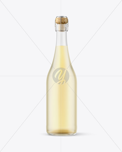 Frosted Glass Bottle w/ White Wine Mockup