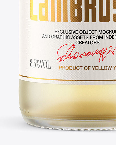 Frosted Glass Bottle w/ White Wine Mockup