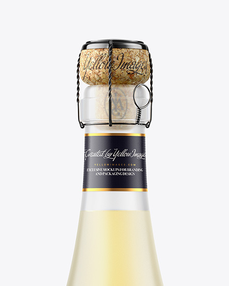 Frosted Glass Bottle w/ White Wine Mockup