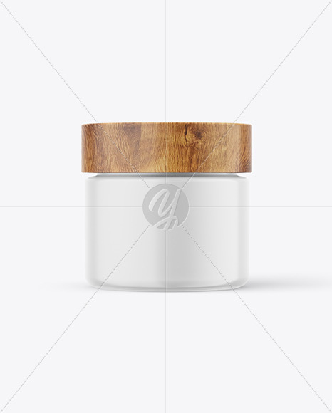 60ml Matte Jar W/ Wooden Lid Mockup