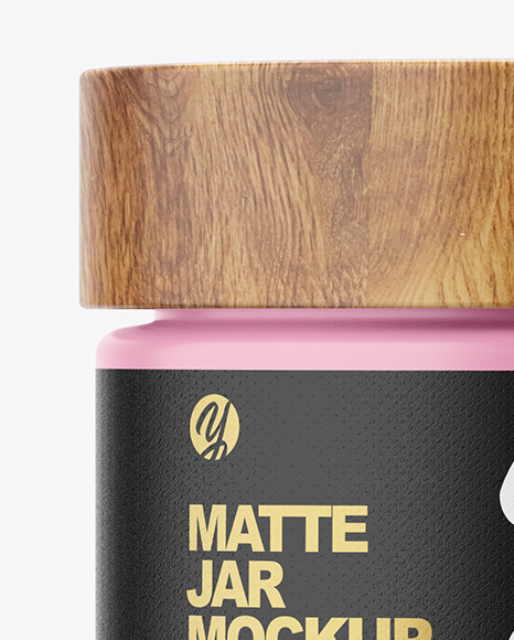 60ml Matte Jar W/ Wooden Lid Mockup