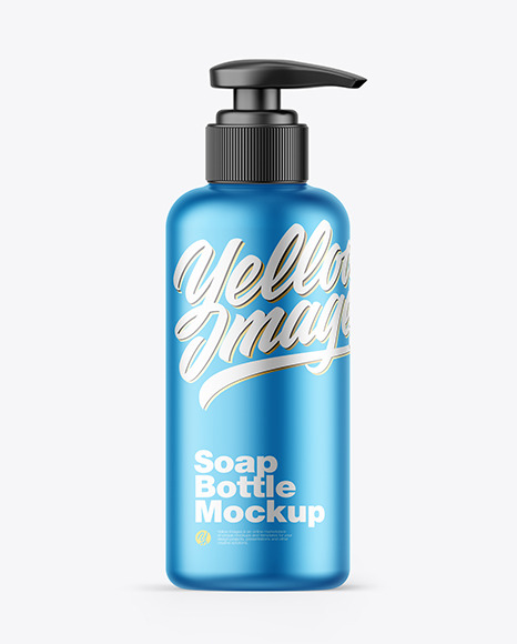 Matte Metallic Soap Bottle w/ Pump Mockup