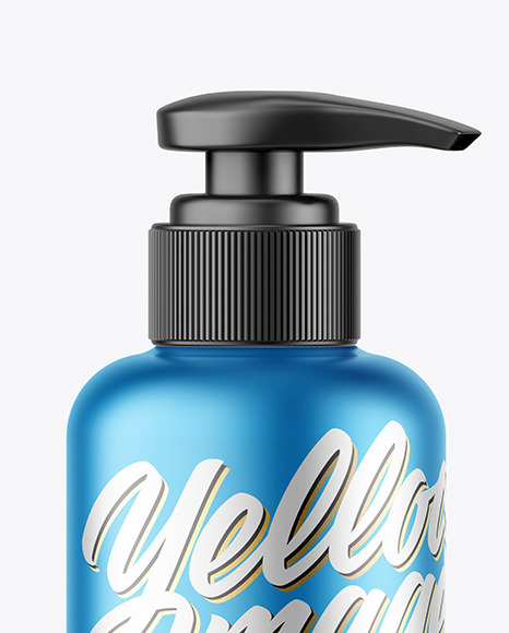 Matte Metallic Soap Bottle w/ Pump Mockup