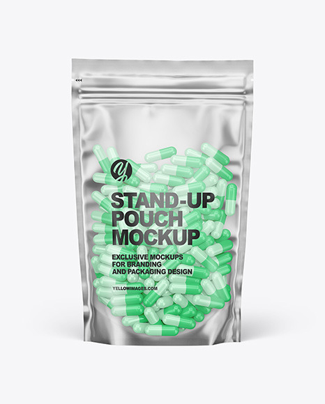 Frosted Plastic Pouch w/ Pills Mockup