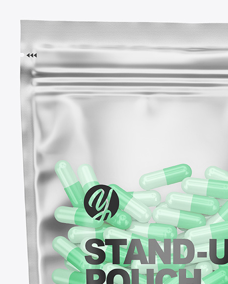 Frosted Plastic Pouch w/ Pills Mockup