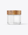 60ml Clear Glass Jar W/ Wooden Lid Mockup