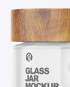 60ml Clear Glass Jar W/ Wooden Lid Mockup