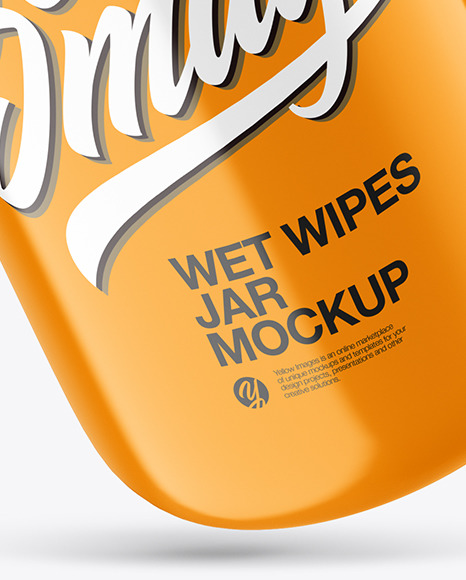 Opened Glossy Wet Wipes Jar Mockup