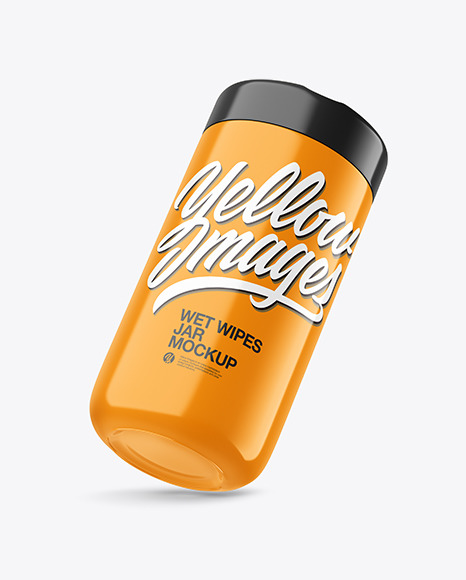 Glossy Wet Wipes Jar Mockup