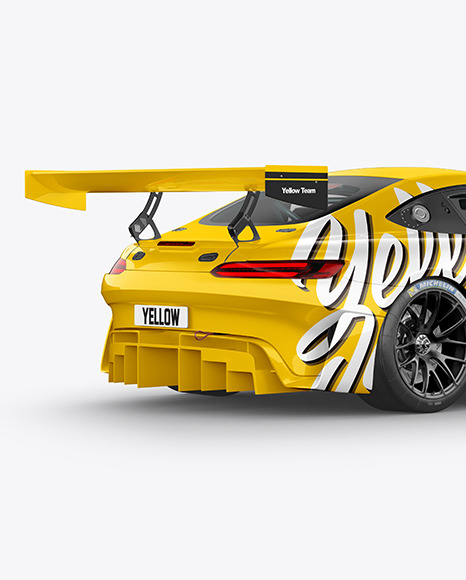 Sport Car Mockup - Back Half Side View