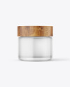 60ml Frosted Glass Jar W/ Wooden Lid Mockup