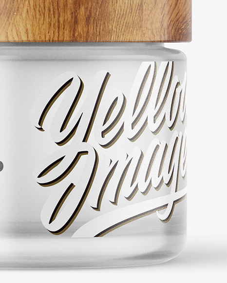 60ml Frosted Glass Jar W/ Wooden Lid Mockup