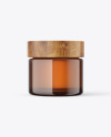 60ml Amber Glass Jar W/ Wooden Lid Mockup