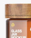 60ml Amber Glass Jar W/ Wooden Lid Mockup