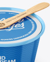 Ice Cream Glossy Plastic Cup With Wooden Stick Mockup