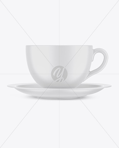 Matte Coffee Cup w/ Plate Mockup