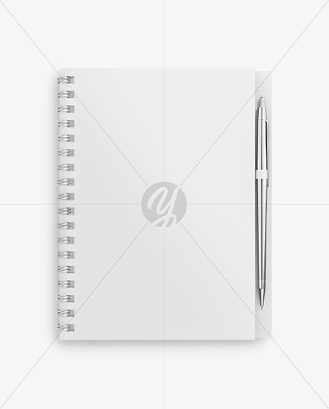 Notebook With Metallic Writing Pen Mockup