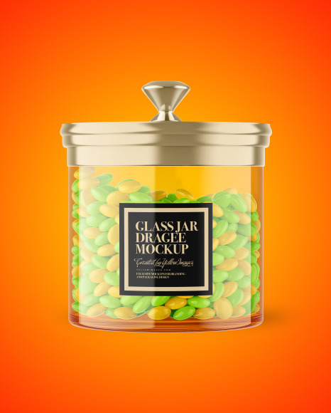 Glass Jar with Dragee Mockup