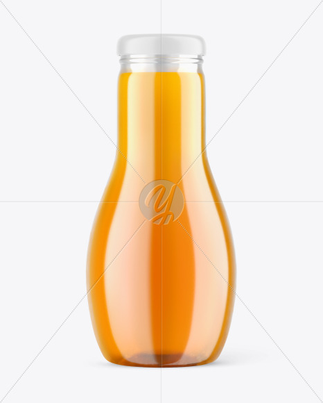 Glass Bottle with Apple Juice Mockup