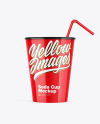 Glossy Soda Cup w/ Straw Mockup