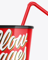 Glossy Soda Cup w/ Straw Mockup