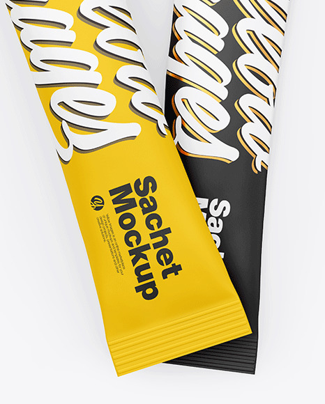 Two Matte Stick Sachets Mockup