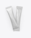 Two Glossy Metallic Stick Sachets Mockup