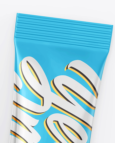 Two Glossy Metallic Stick Sachets Mockup