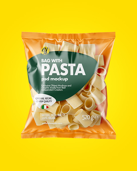 Plastic Bag With Paccheri Pasta Mockup