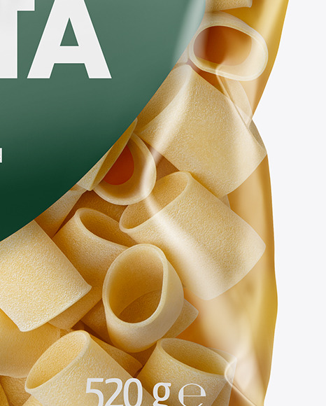 Plastic Bag With Paccheri Pasta Mockup