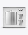 Metallic Flask In Box Mockup