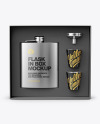 Metallic Flask In Box Mockup