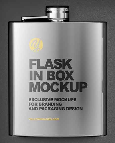 Metallic Flask In Box Mockup