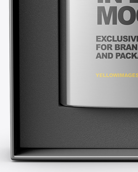 Metallic Flask In Box Mockup