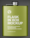 Metallic Flask In Box Mockup